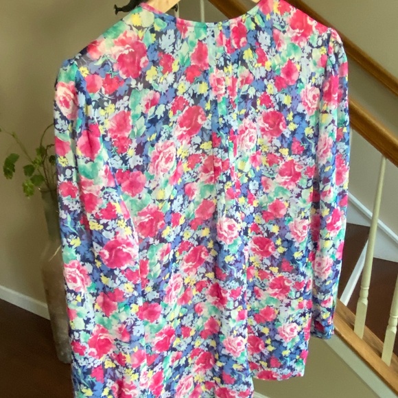 Joie Zeala Boho Sheer Silk Multicolor Floral Blouse Sz Medium - Picture 4 of 15